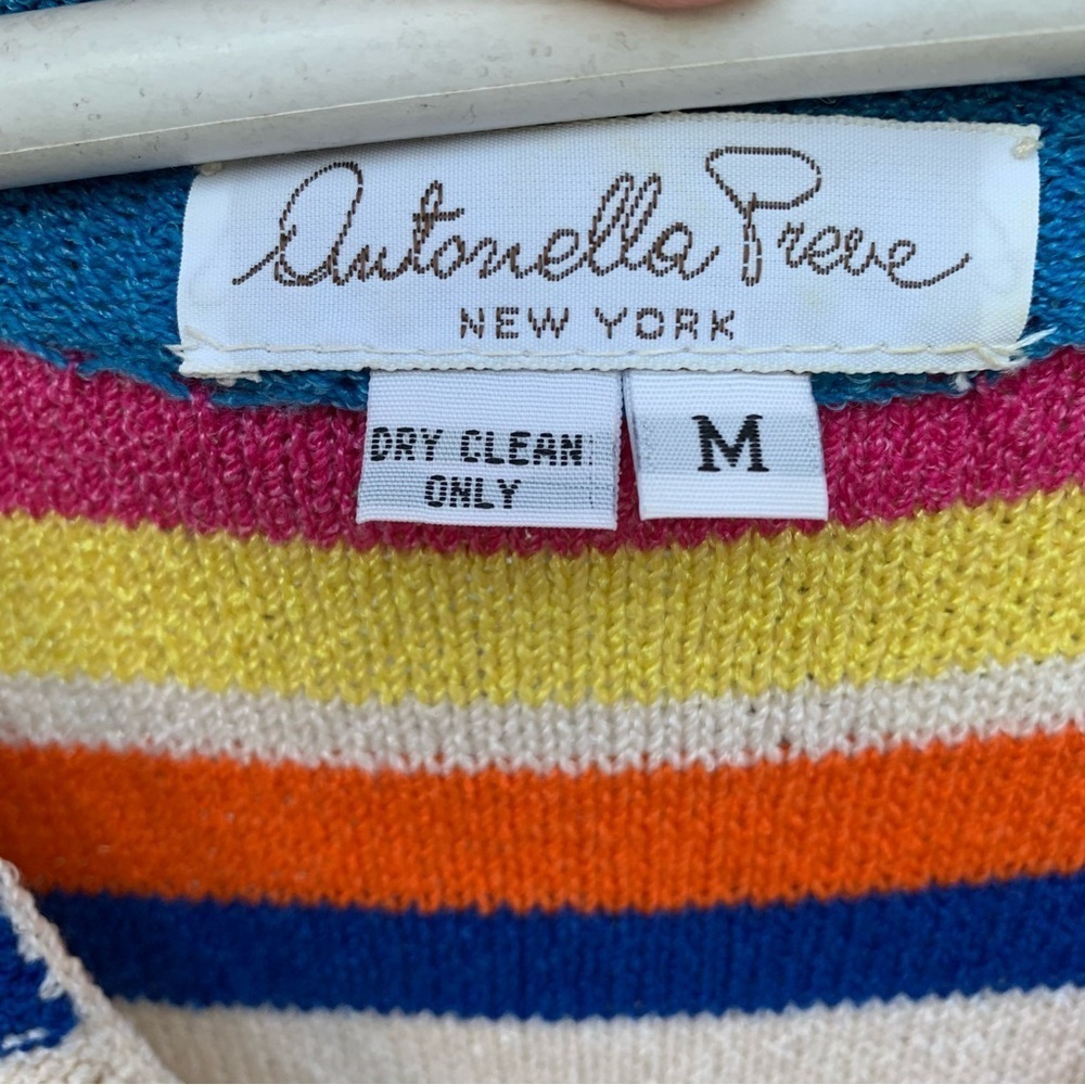 ANTONELLA PREVE Woman's Sweater Dress Vintage Knit Color Block M Long Cardigan - Picture 3 of 3